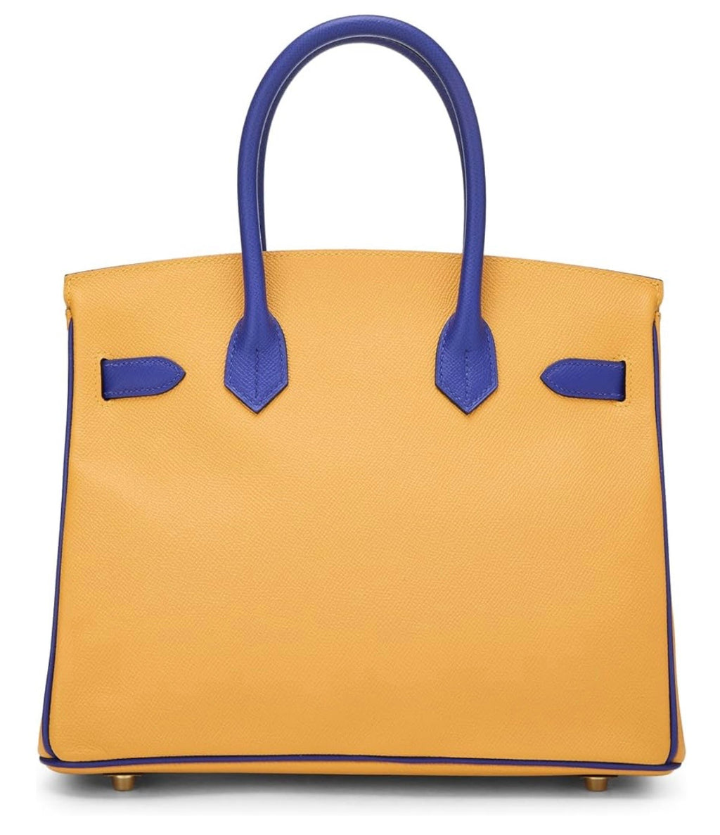 Hermes Blue Electric Juane d’Or Epsom Horseshoe Birkin 30