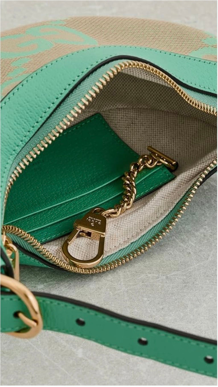 Gucci Green Canvas Jumbo Ophidia Mini Bag