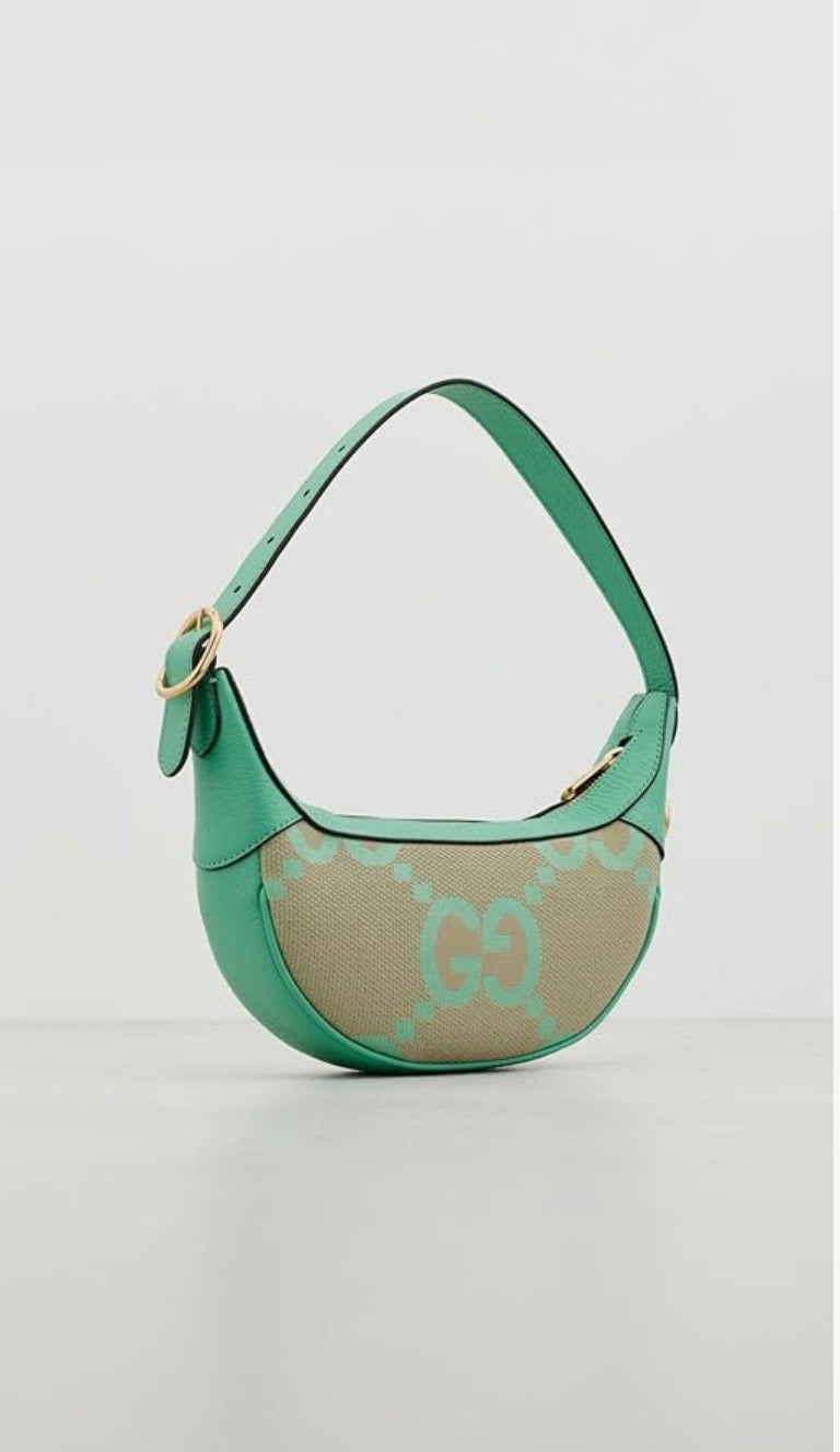 Gucci Green Canvas Jumbo Ophidia Mini Bag