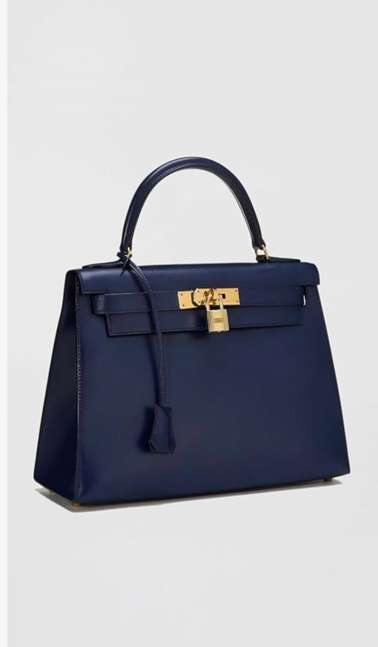 Hermes Blue Box Kelly 28 Satchel