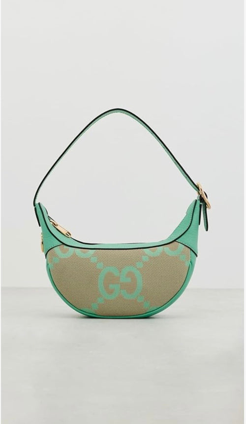 Gucci Green Canvas Jumbo Ophidia Mini Bag