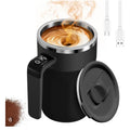 Smart Self Stirring Mug 12.17oz Rechargeable Automatic Magnetic Mixing Cup Waterproof Double Wall Insulated for Coffee/Tea/Matcha/Protein Black