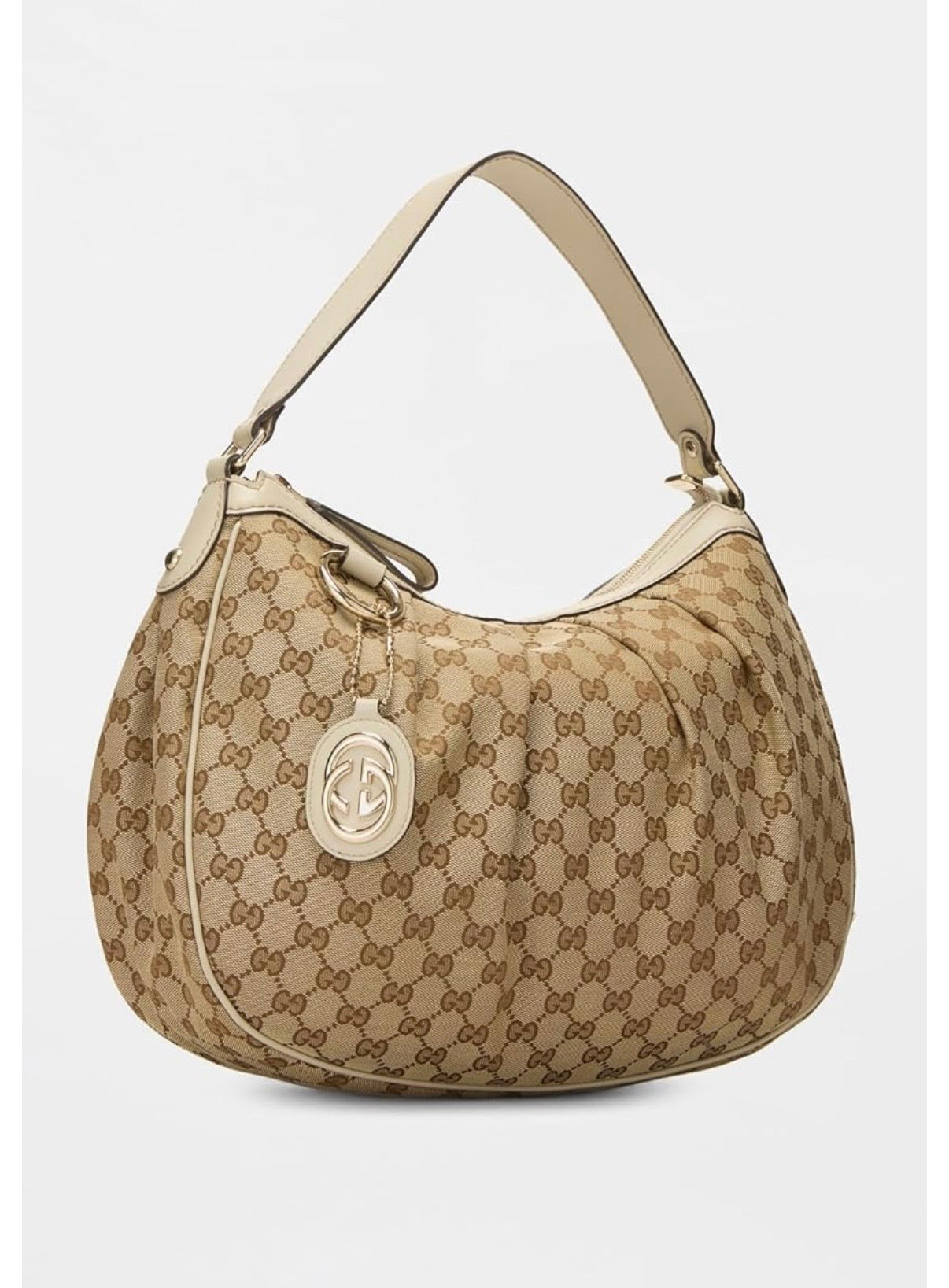 Gucci White Canvas Sukey Hobo Bag