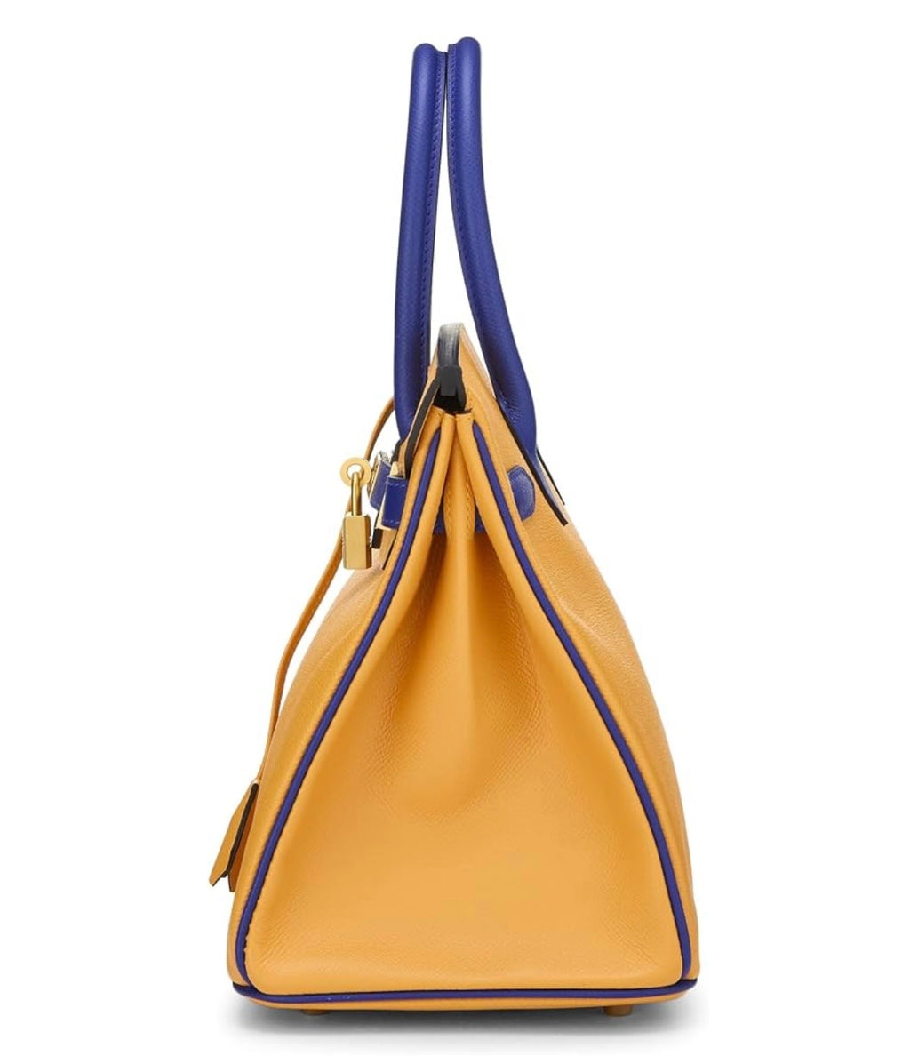 Hermes Blue Electric Juane d’Or Epsom Horseshoe Birkin 30