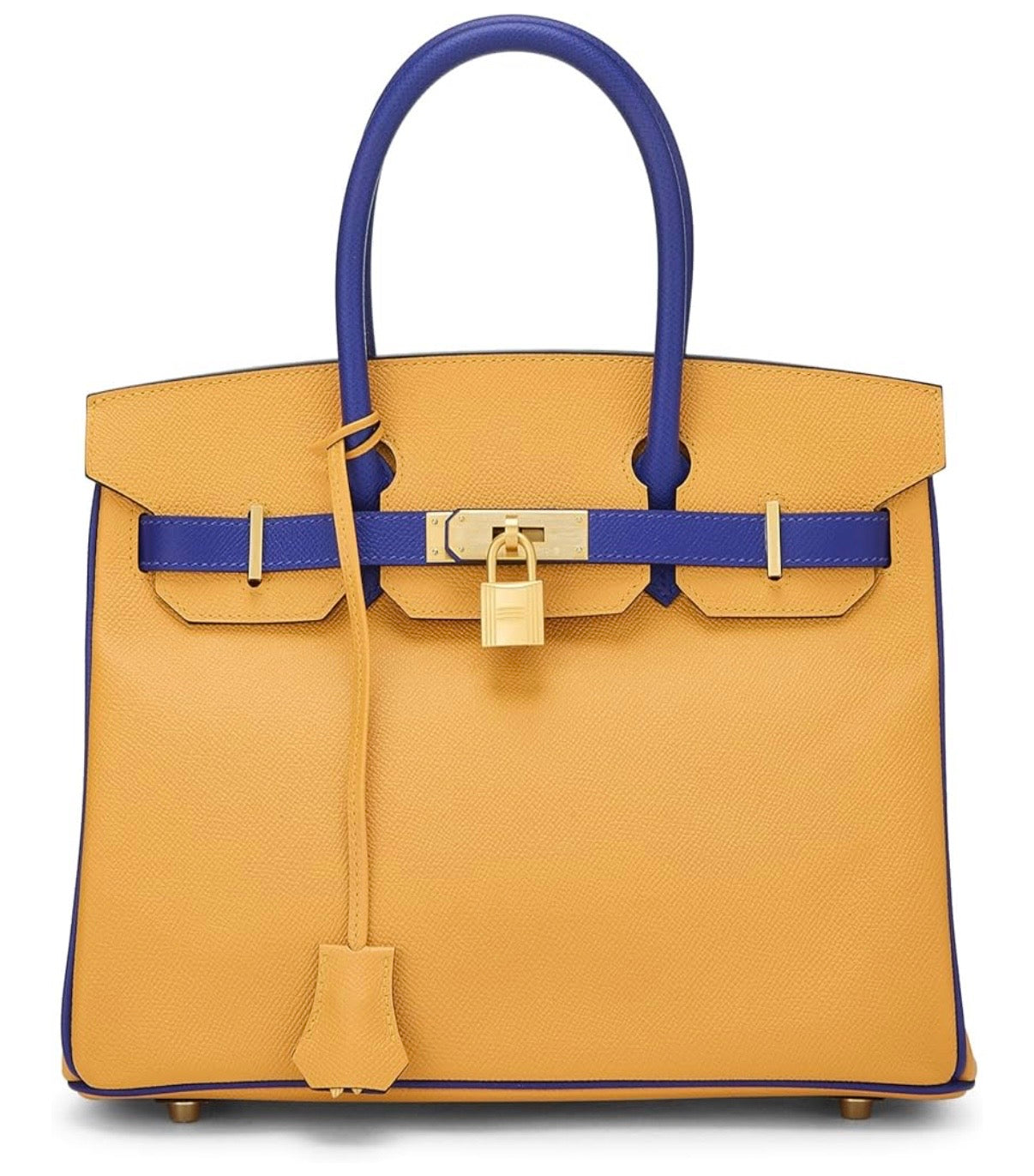 Hermes Blue Electric Juane d’Or Epsom Horseshoe Birkin 30