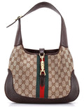 Jackie Original Web Shoulder Bag Leather and GG Canvas Medium, Brown