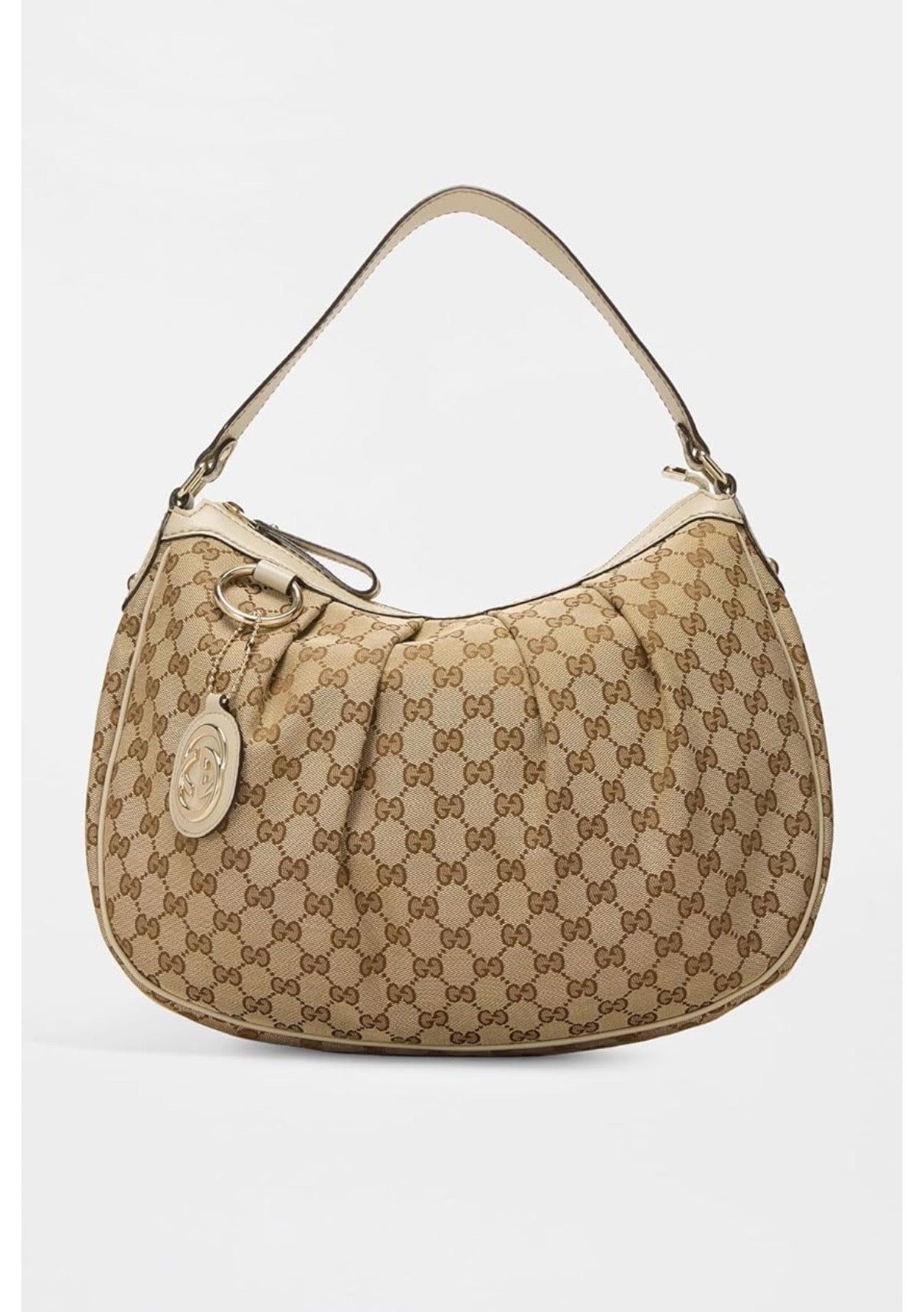 Gucci White Canvas Sukey Hobo Bag